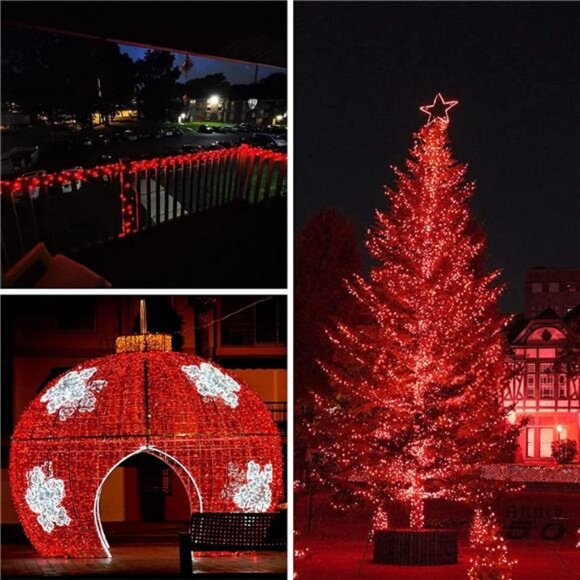 66ft 200 LED Red & White Fairy Lights - Waterproof Outdoor String Lights - Picture 3 of 6